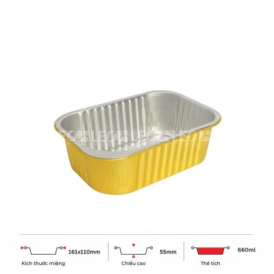 Khay nhôm chữ nhật cao cấp 660ml