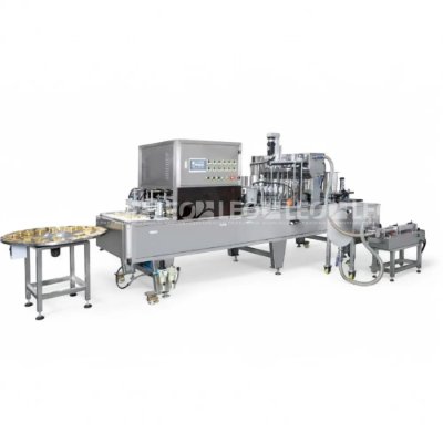 Dây chuyền chiết rót, thả phôi, đóng seal dạng băng tải