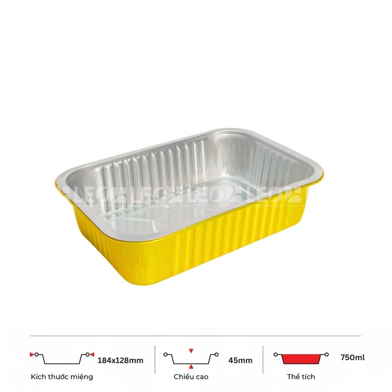 Khay nhôm chữ nhật cao cấp 750ml