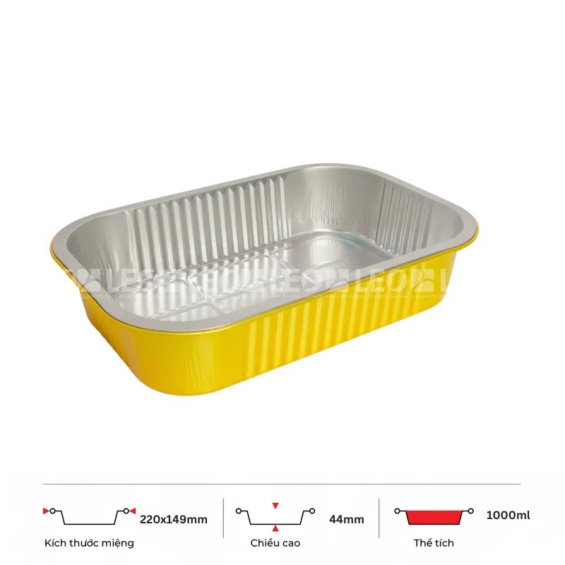 Khay nhôm chữ nhật cao cấp 1000ml