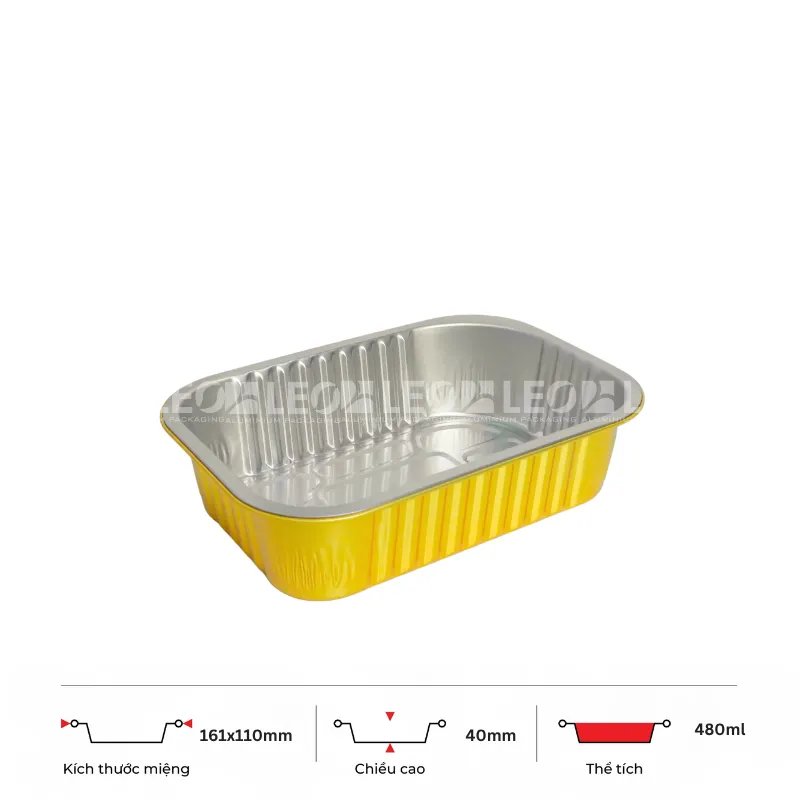 Khay nhôm chữ nhật cao cấp 480ml