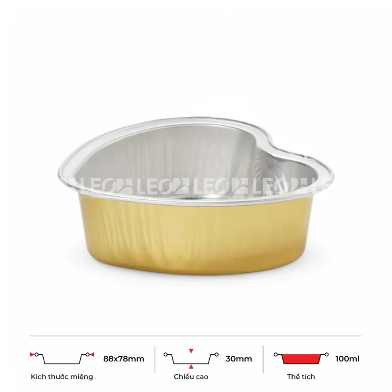Khay nhôm trái tim cao cấp 100ml