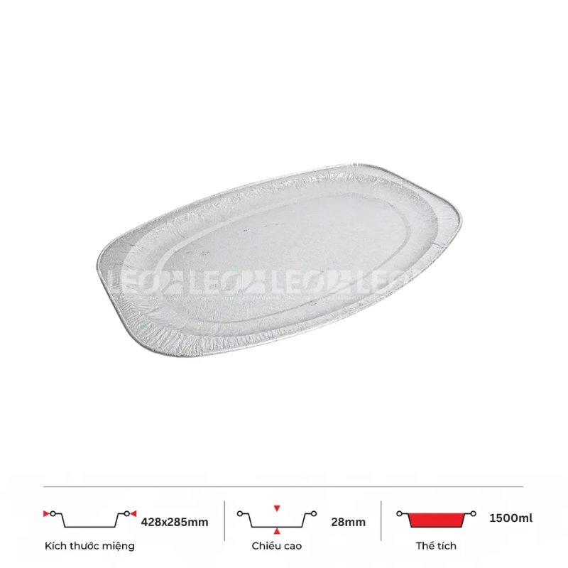 Khay nhôm oval 1500ml