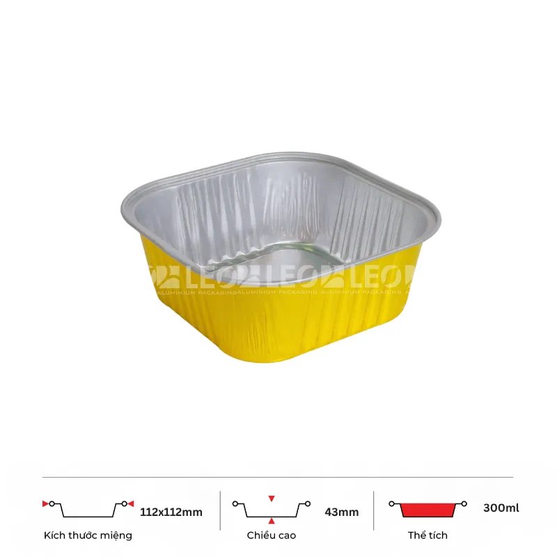 Khay nhôm vuông cao cấp 300ml