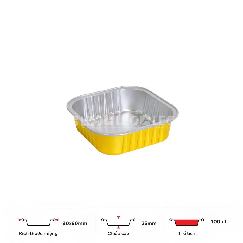 Khay nhôm vuông cao cấp 100ml