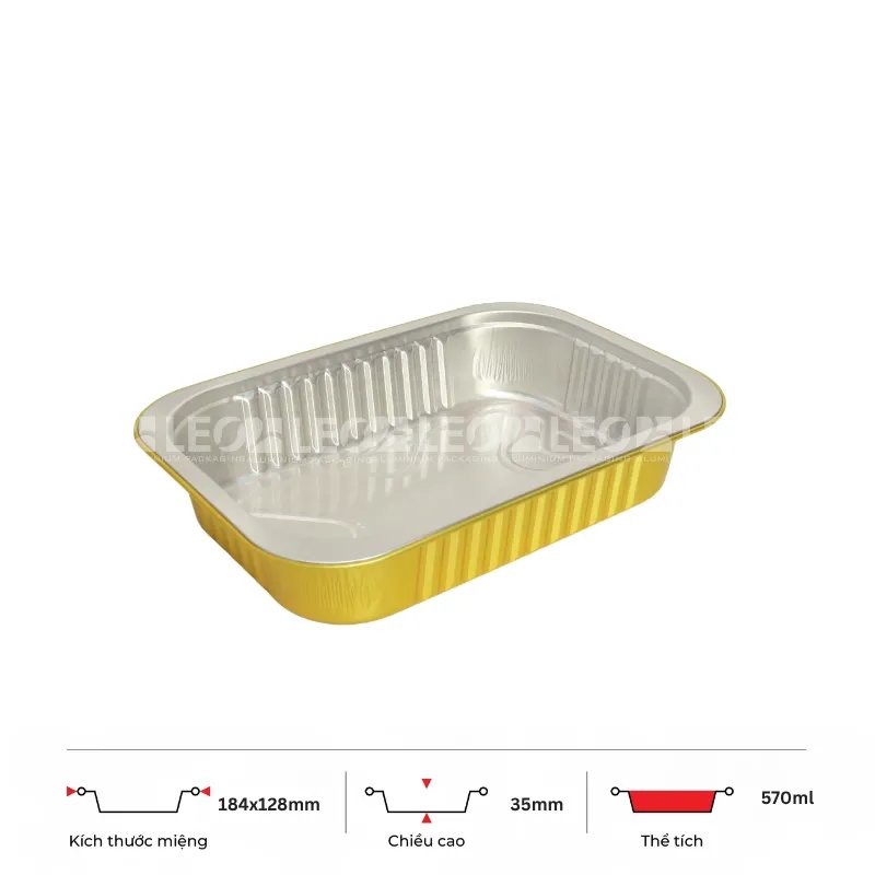 Khay nhôm chữ nhật cao cấp 570ml