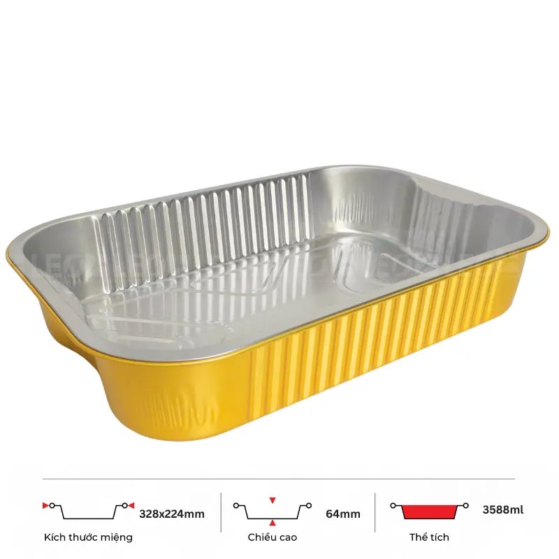 Khay nhôm chữ nhật cao cấp 3588ml