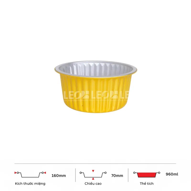 Khay nhôm tròn cao cấp 960ml